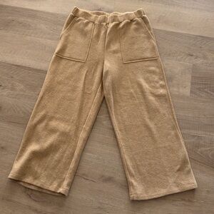 Madewell cosybrushed women’s Tan wide leg long pants sweatpants size Large